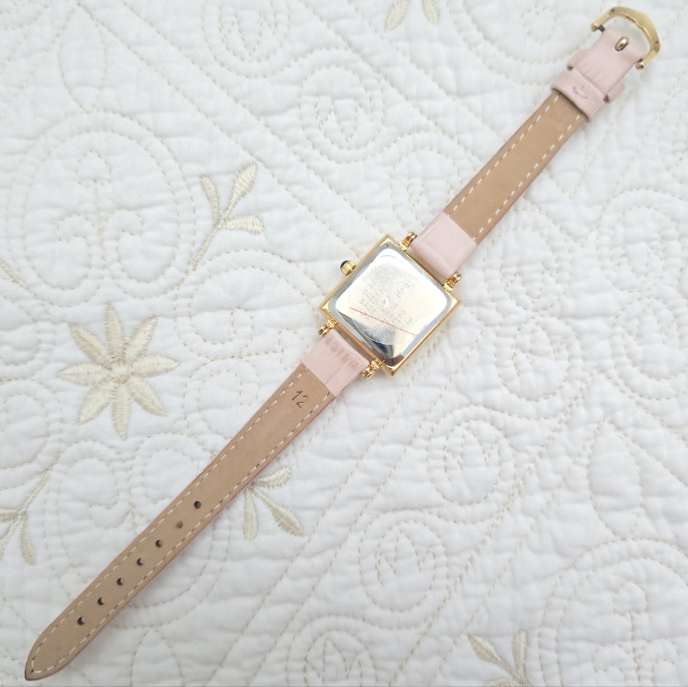 YSL Yves Saint Laurent Tank Watch 23mm Case Art Deco Mother of Pearl Pink Strap - Picture 4 of 11